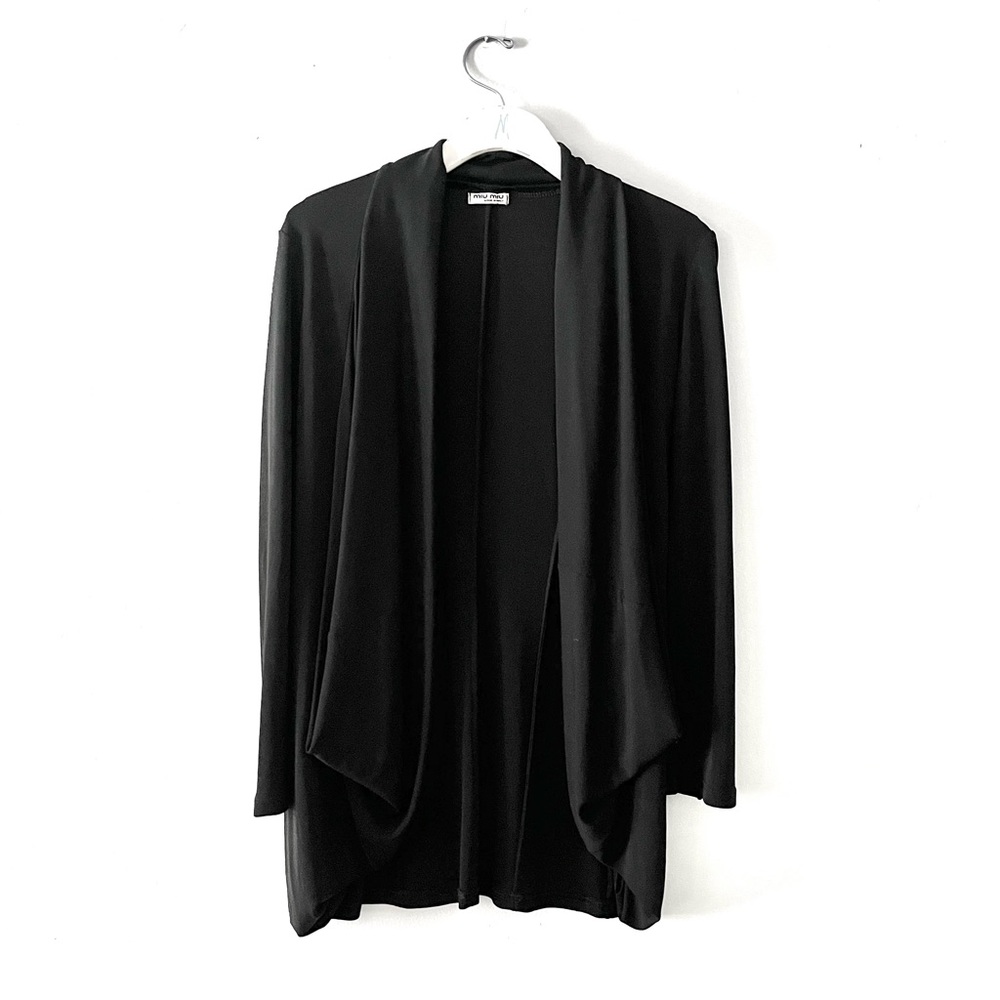 Miu Miu vintage drapey black open-front blazer